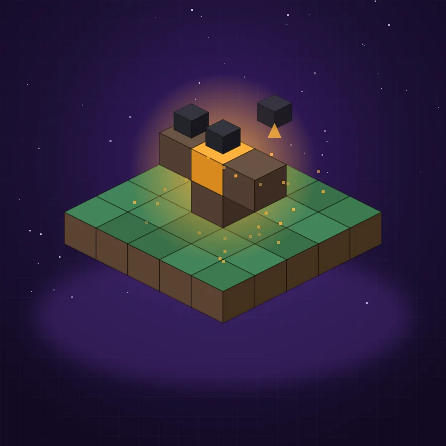 Original isometric illustration of a wither-shaped summoning structure with a glowing amber core block